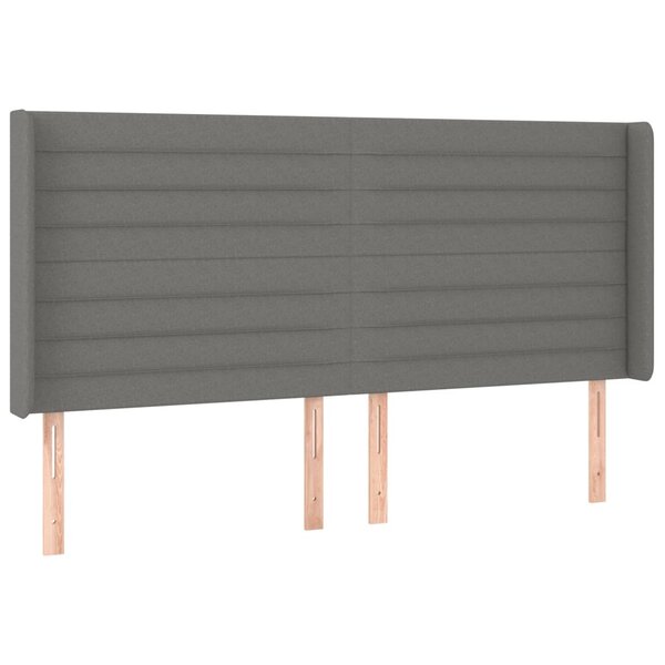 vidaXL Tête de lit avec oreilles Gris foncé 183x16x118/128 cm Tissu