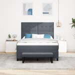 vidaXL Lit à ressorts avec matelas & banc gris foncé 140x190 cm velours