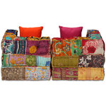 vidaXL Pouf modulaire à 2 places Patchwork Tissu
