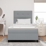 vidaXL Lit à ressorts avec matelas gris clair 120x200 cm en tissu