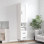 vidaXL Buffet haut Blanc brillant 34 5x34x180 cm Bois d'ingénierie