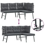 vidaXL Bancs de jardin avec coussins lot de 2 acier enduit de poudre