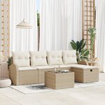 vidaXL Ensemble de Canapé de Jardin 6 Pièces avec Coussins Beige en Poly Rattan