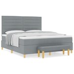 vidaXL Lit à Ressorts avec Matelas & Banc Gris Clair 180x200 cm Tissu