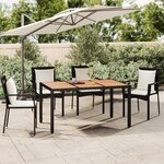 vidaXL Table de jardin plateau en bois Noir Résine tressée bois massif