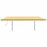 vidaXL Auvent rétractable manuel et poteaux 3 5x2 5 m Jaune et blanc