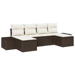 vidaXL Ensemble de canapé de jardin 6 pièces avec coussins Marron Poly Rattan