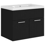 vidaXL Armoire d'évier avec lavabo intégré Noir Aggloméré