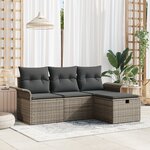 vidaXL Ensemble de canapé de jardin 4 pièces avec coussins gris en poly rotin
