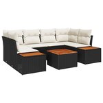 Ensemble de Canapés de Jardins 6 Pièces avec Coussins en Rattan Poly Noir