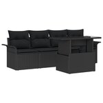 vidaXL Ensemble de canapés de jardin 5 pièces avec coussins Noir Poly Rattan