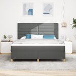vidaXL Lit box spring avec matelas gris foncé super king tissu
