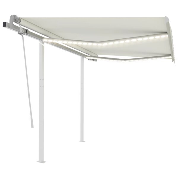 vidaXL Auvent manuel rétractable avec LED 3x2 5 m Crème