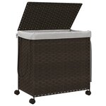 vidaXL Panier à linge avec roulettes marron foncé 60x35x60 5 cm