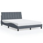 vidaXL Cadre de lit avec LED sans matelas gris foncé 140x200cm velours