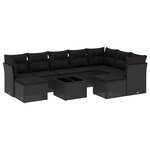 vidaXL Salon de jardin 10 Pièces avec coussins noir résine tressée