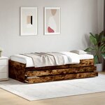 vidaXL Lit de jour avec tiroirs sans matelas chêne fumé 75x190 cm