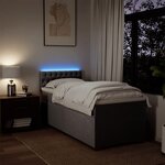 vidaXL Sommier à lattes de lit avec matelas Taupe 90x190 cm Tissu