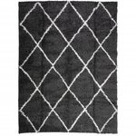 vidaXL Tapis shaggy à poils longs moderne noir et crème 300x400 cm