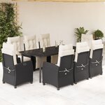 vidaXL Ensemble à manger de jardin 9Pièces coussins noir résine tressée