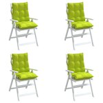 vidaXL Coussins de chaise à dossier bas lot de 4 vert vif