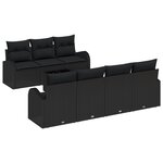 Canapé de Jardin 8 Pièces avec Coussins Rattan Poly Noir