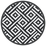 vidaXL Tapis d'extérieur blanc et noir Ø200 cm PP