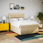 vidaXL Sommier à lattes de lit avec matelas Crème 140x200 cm Tissu