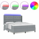 vidaXL Lit à sommier à ressorts avec matelas et LED gris clair 180x200 cm tissu
