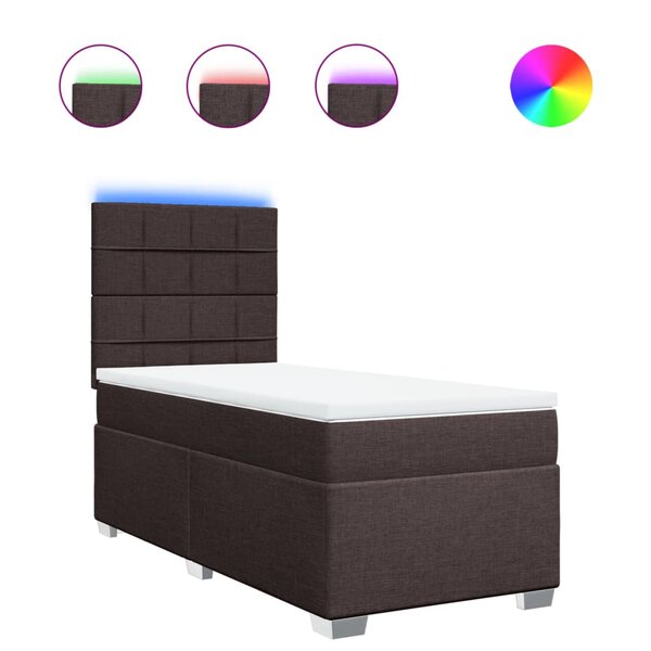 vidaXL Sommier à lattes de lit avec matelas Marron foncé 90x190 cm