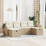 vidaXL Ensemble de canapé de jardin 6 pièces avec coussins en rotin poly beige