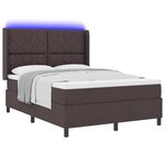 Lit Box Spring vidaXL avec Matelas & LED Marron Foncé 140x200 cm Tissu