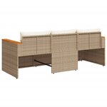 vidaXL Canapé de jardin avec coussins 3 places beige résine tressée