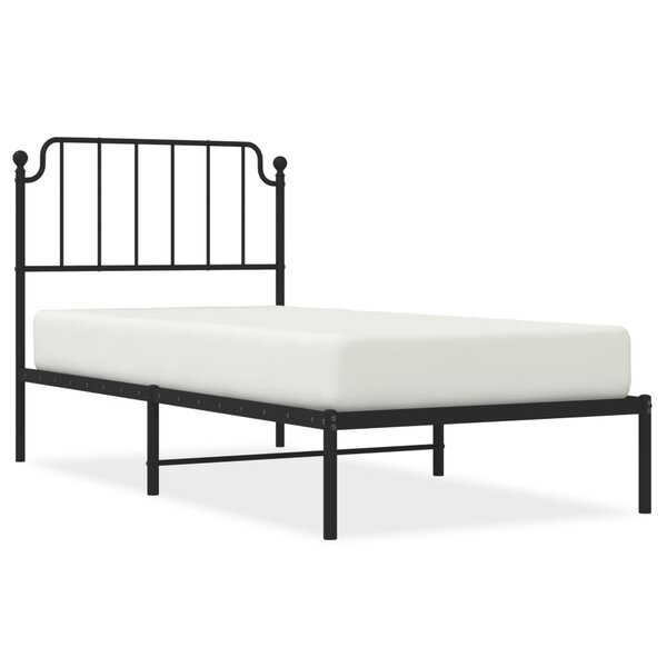 vidaXL Cadre de lit métal avec tête de lit noir 90x190 cm