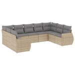 vidaXL Salon de jardin avec coussins 9 Pièces beige résine tressée