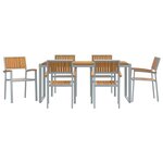 vidaXL Ensemble de salle à manger de jardin 7 pièces en bois solide d'acacia et métal