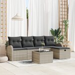 vidaXL Canapé de jardin 6 pièces avec coussins en rotin poly gris clair