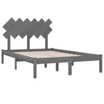vidaXL Cadre de lit sans matelas gris 135x190 cm bois massif