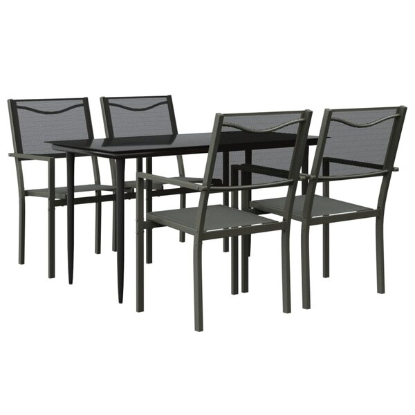 vidaXL Ensemble à manger de jardin 5 Pièces noir textilène et acier