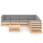Salon de jardin meuble d'extérieur ensemble de mobilier 8 pièces avec coussins bois de pin massif 02_0017537
