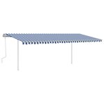 vidaXL Auvent manuel rétractable avec LED 6x3 m Bleu et blanc