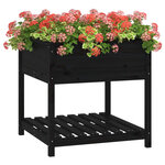 vidaXL Jardinière avec étagère Noir 82 5x82 5x81 cm Bois massif de pin
