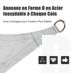 Voile d'ombrage triangulaire grande taille 4 x 4 x 4 m polyester imperméabilisé haute densité 160 g/m² gris