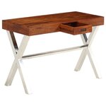Bureau table meuble travail informatique bois d'acacia et finition en sesham 110 cm 0502092
