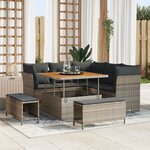 Set de Canapés de Jardin de 8 Pièces avec Coussins en Gris Rotin Synthétique Acacia