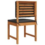 Chaises de jardin sans accoudoirs avec coussins - 2 Pièces en bois d'acacia