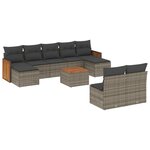 vidaXL Salon de jardin avec coussins 10 Pièces gris résine tressée