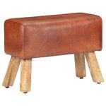 vidaXL Banc saut de cheval 58 cm marron cuir véritable et manguier