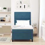Lit à ressorts vidaXL avec matelas et LED bleu foncé 100x200 cm en velours