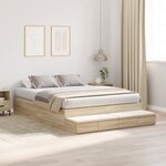 vidaXL Cadre de lit de rangement Chêne Sonoma 140x190 cm